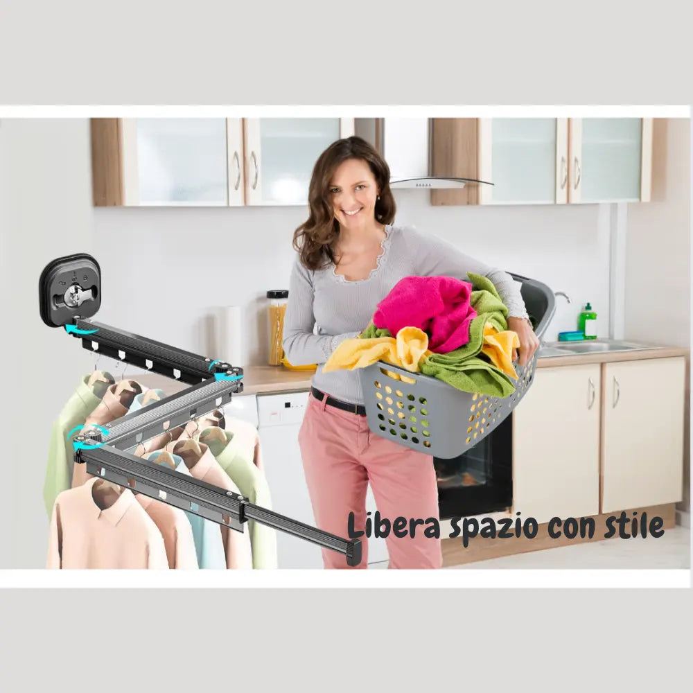 AeroDry™ | Stendibiancheria da Parete Estensibile & Senza Trapano