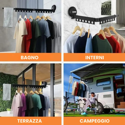 AeroDry™ | Stendibiancheria da Parete Estensibile & Senza Trapano